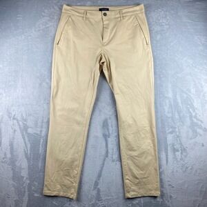 Taylrd Pants Mens 34x32 Beige Tan Slim Straight Fit Performance Tech Chino Snap